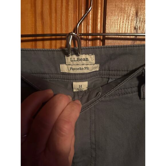 L.L Bean women’s pants chino gray cotton khaki straight leg 14 petite - Picture 3 of 4
